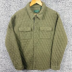 Orvis Jacket Mens Medium Green Quilted Snap Front Shirt Jacket Outdoor Shacket M